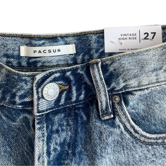 NWT Women's Jean Shorts Zara Pacsun High-rise Ripped Vintage Denim Blue Shorts - Picture 8 of 9